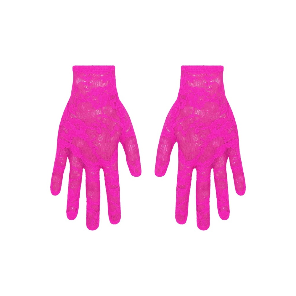 Vibrant Pink Lace Gloves